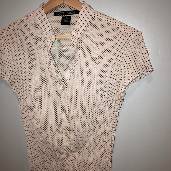 Scott Taylor size small black and white polka dot short sleeve button down shirt - Picture 7 of 9